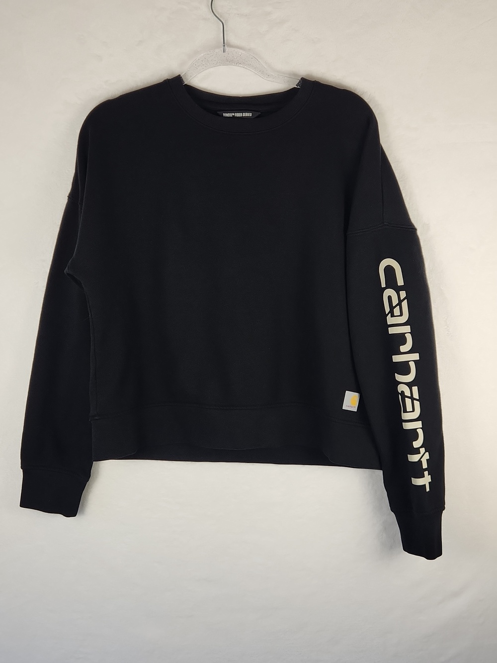 Carhartt Sweatshirt Women's M Black Loose Fit Tencel Fiber Series Logo Crewneck